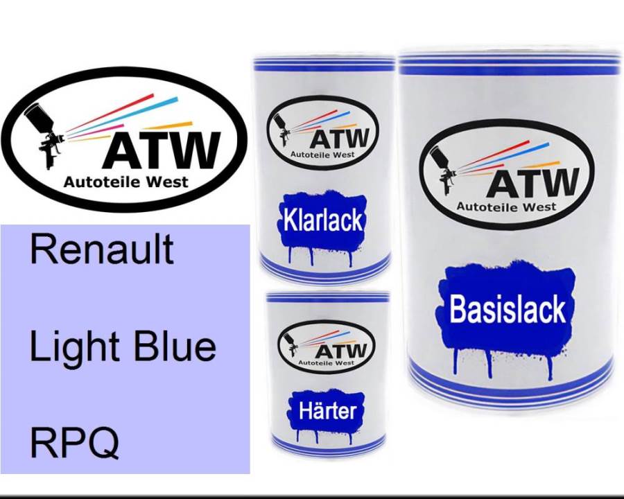 Renault, Light Blue, RPQ: 500ml Lackdose + 500ml Klarlack + 250ml Härter - Set, von ATW Autoteile West.